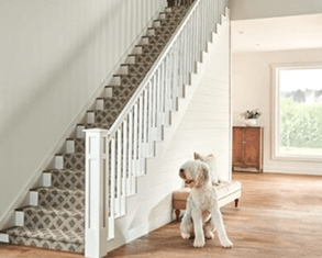 Custom carpet runner installed on a staircase – carpet and custom rugs