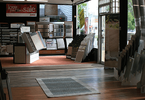 Commercial flooring installed in a high-traffic business interior