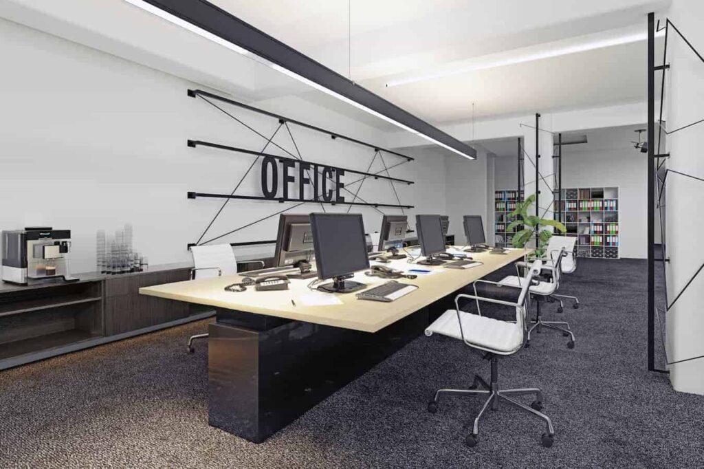 Commercial flooring in a Michigan business interior